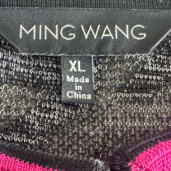 Ming Wang Jacket Womens Size XL Black and Pink Houndstooth cardigan knit - Picture 5 of 11